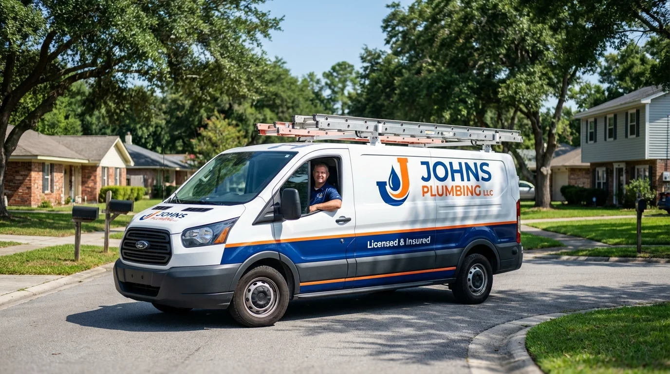 Johns Plumbing LLC service van in Sauk City, WI
