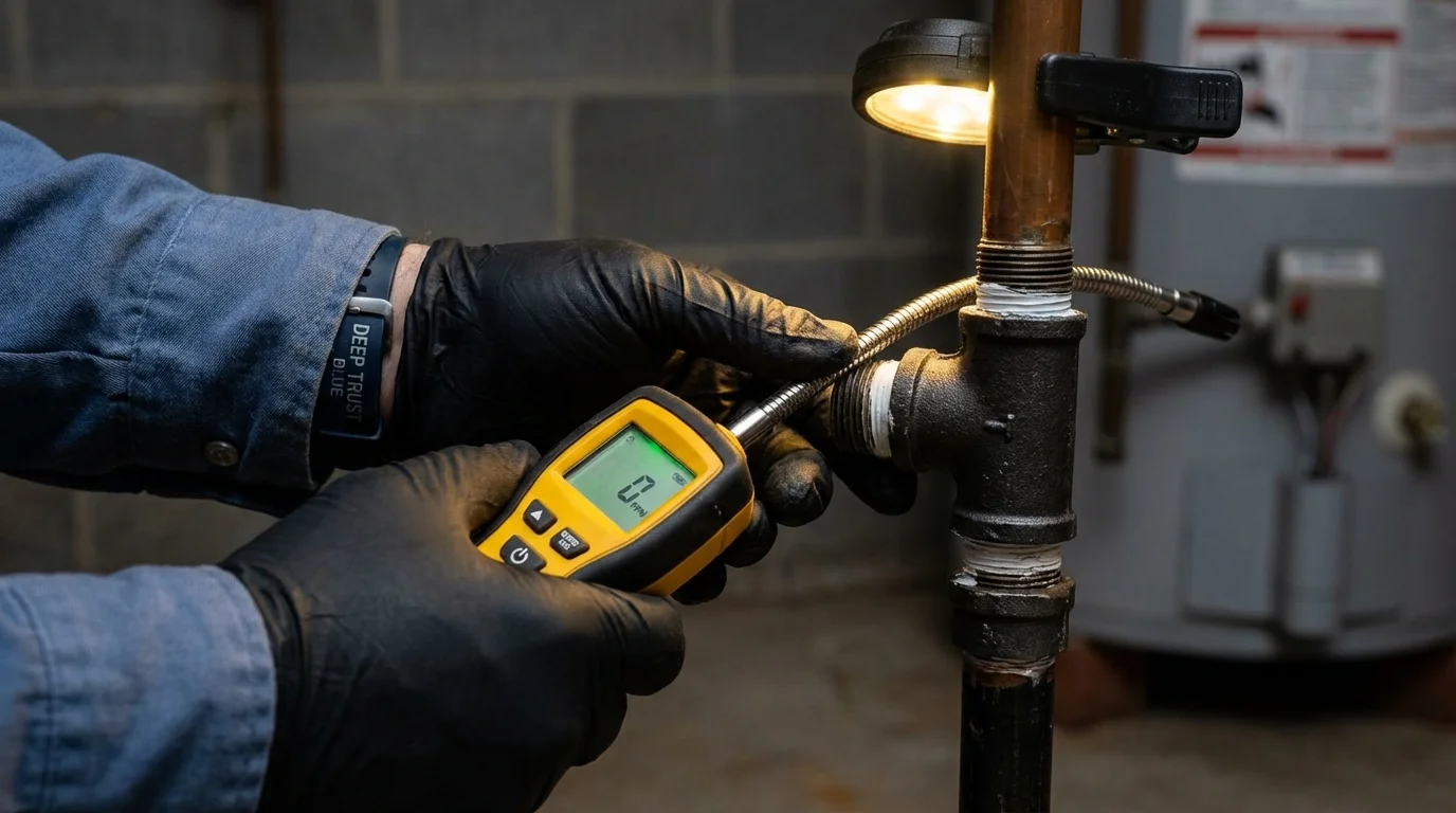 Gas leak detection with electronic sniffer by Johns Plumbing LLC in Sauk City