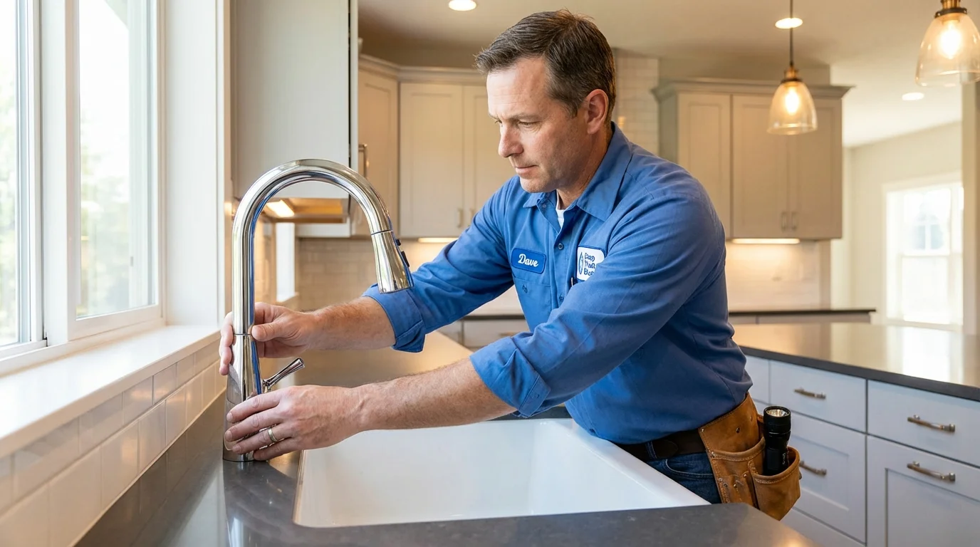 Kitchen faucet installation by Johns Plumbing LLC in Sauk City