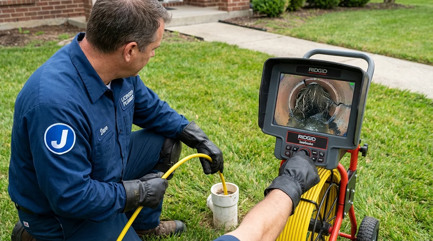 Sewer camera inspection being performed by Johns Plumbing LLC in Sauk City